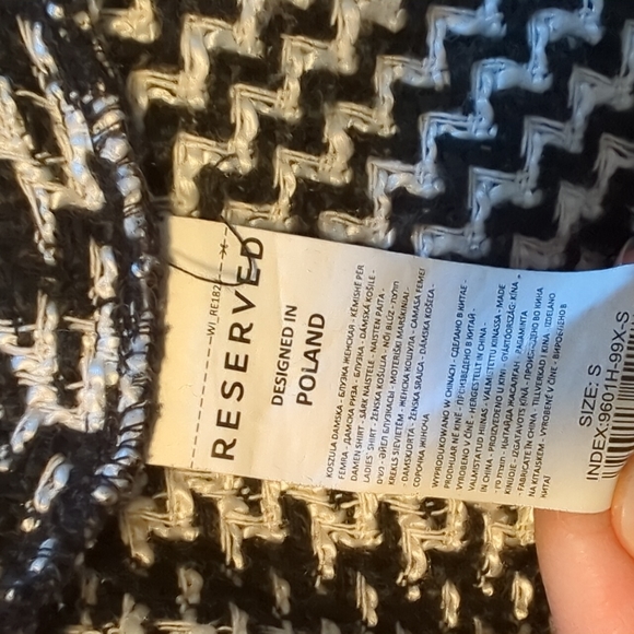 Reserved women's S black and white plaid button up - Picture 3 of 4